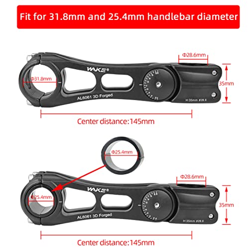 LITEONE Mountain Bike Stem 25.4 31.8 145mm MTB Stem 0 90 Degree Adjustable Handlebar Stem MTB Head Stem for Most Bicycle, Fixed Gear, Road Bike, Track Bike, MTB, BMX, Cycling