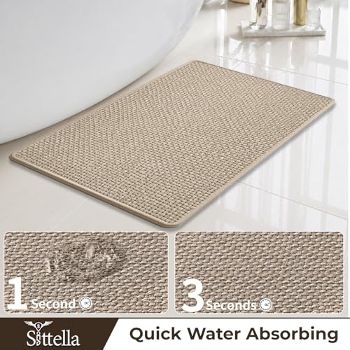 Image of SITTELLA Handwoven Jute Mat for Floor, Anti Skid Jute Rug for Living Room, Bathroom & Kitchen, Water Absorbent Kitchen Runner & Floor Mat|40 x 60 cm (Pack of 1)|Beige