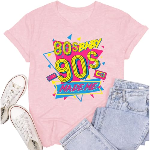 Image of Cutesong 90s Shirts for Women Vintage Take Me Back to The 90s Retro Party Music Tee Top Pink
