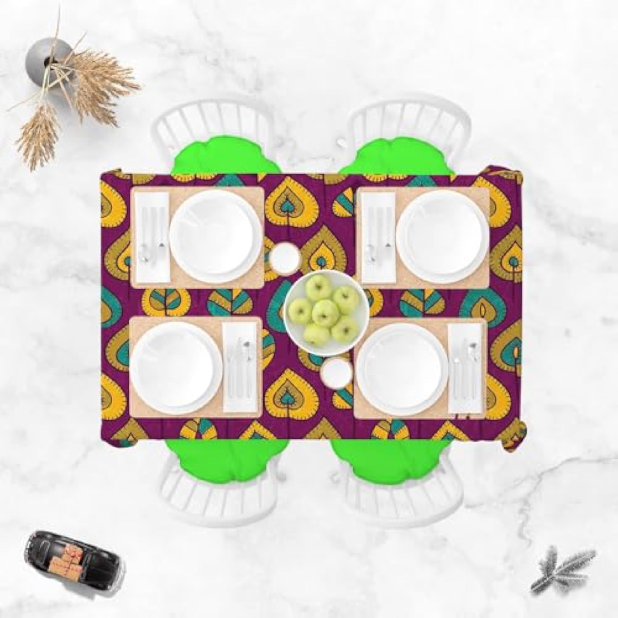 Stylized Leaves Table Cloth Cover for Dining & Center Table