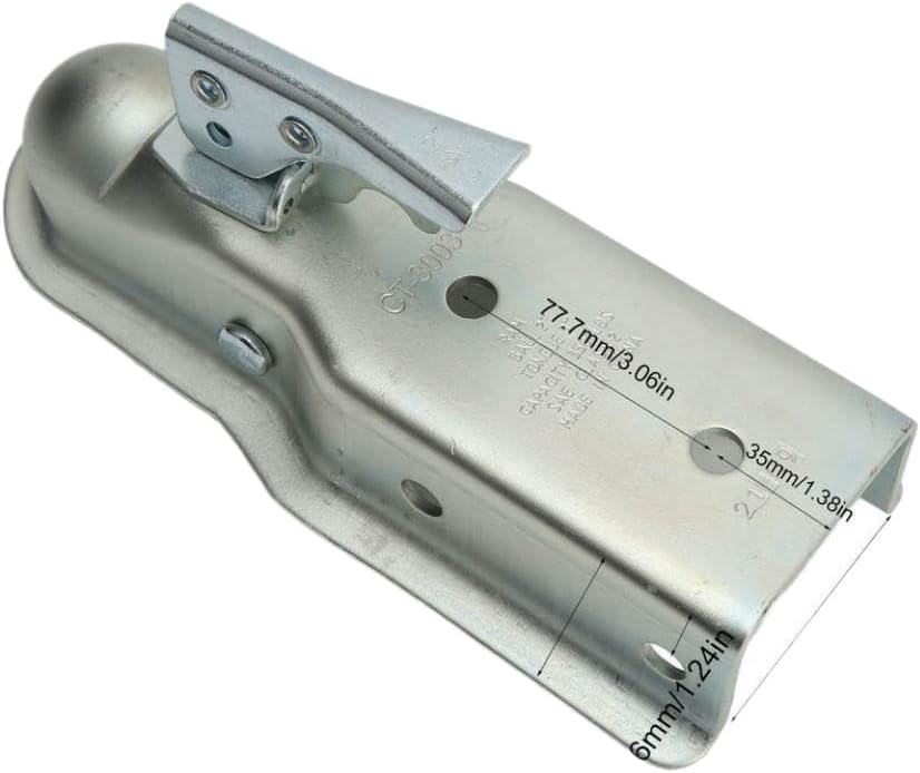 Straight Tongue Trailer Coupler 2in Hitch Ball 3in Channel 3500 Load Capacity for 76mm Square Tube