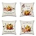 Produktbild Artscope 4er-Set Dekorativ Kissenbezug 45 x 45 cm, Herbst-Thema Baumwolle Leinen Kissenbezüge Dekokissen Kissenhülle Set Kissen Fall für Sofa Auto Schlafzimmer Zuhause Dekor (Kürbis - A)