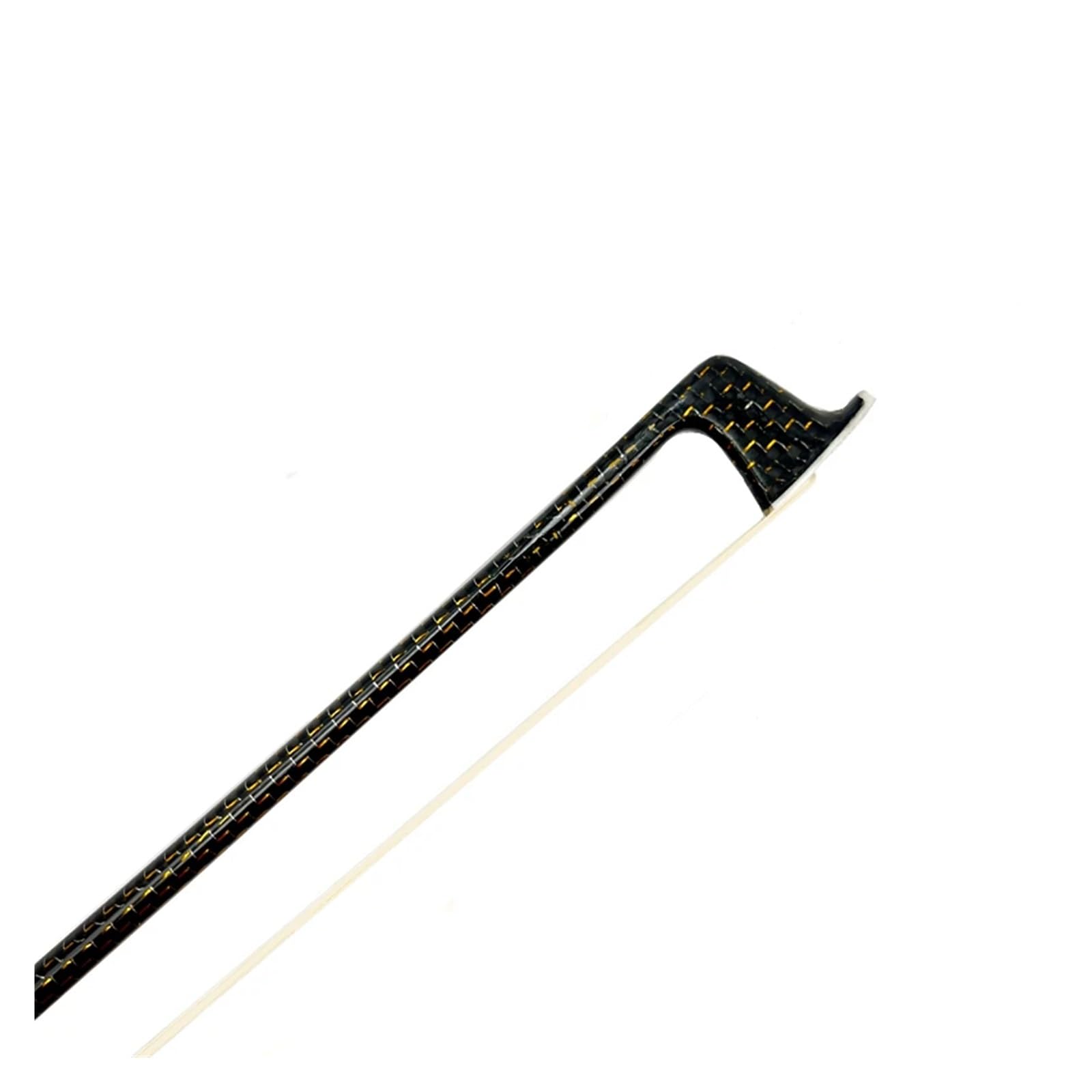 1 Stück 4/4 Violine, goldfarbene Seide, geflochtenes Gitter, Kohlefaser-Bogen, Geigenbogen, weißes Rosshaar, schwarzer Schachtelhalm(Style 1)