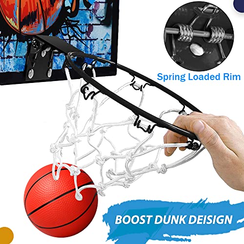 Pro Room Basketball Hoop Toy Set For Kids Adults, Indoor Mini Basketball Hoop Over The Door Metal Upgrade Dunk Rim Sport Accessory With 3 Rubber 6 Inch Little Basketball For Boys Teens(15.8"X11.8") #TOP5