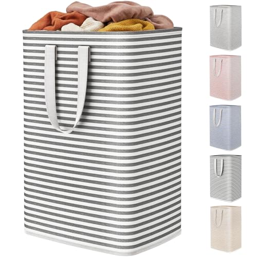 Image of Lifewit 1 Pack Laundry Basket 80L Each, Collapsible Clothes Hamper with Reinforced Handles, Freestanding Waterproof Design for Bedroom and Laundry Room, Black 80L Total