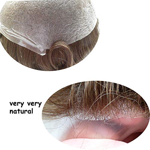 Hairnotion Invisible Mens Hair Replacement System Super Thin Skin 7# Toupee Wig for Men 8x10 Inch - Image 3