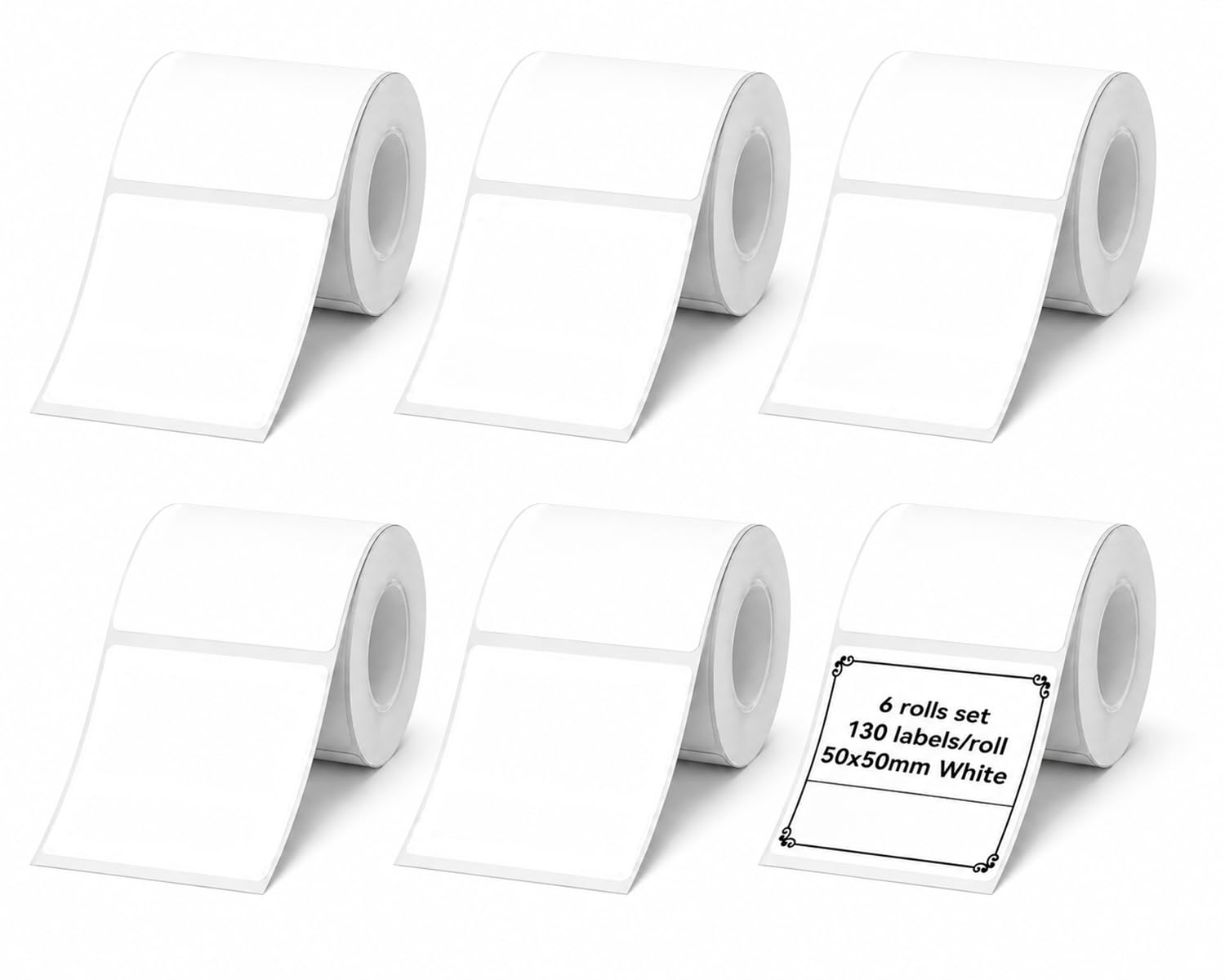 ToVii 50x50mm White Thermal Labels 780 Pcs 6 Rolls for B3S M110 M120 M220