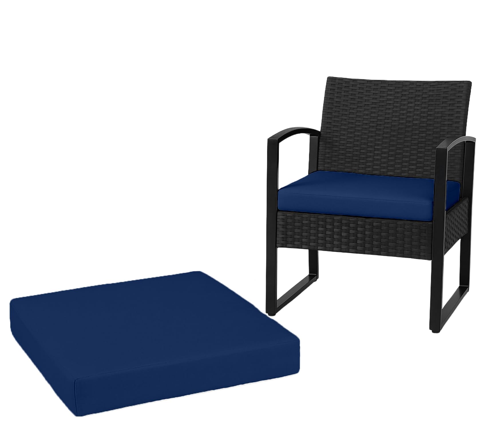 Dazzle Collection 100% Waterproof Seat Pad For Indoor & Outdoor Dining Chairs Garden Sofa Chair Cushion Rattan Seat Patio Chair Cushion (40 x 40 x 7cm, Navy Blue) โ image 1