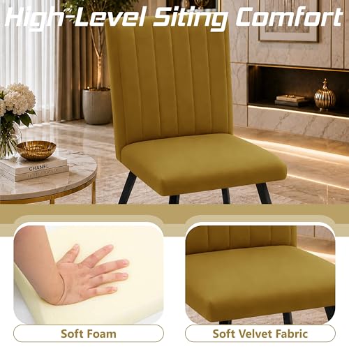 Image of Modern Velvet Accent Chair for Living Room | Upholstered Single Seater Chair with Metal Legs | Comfortable Seating for Bedroom, Office & Guest Room - Golden