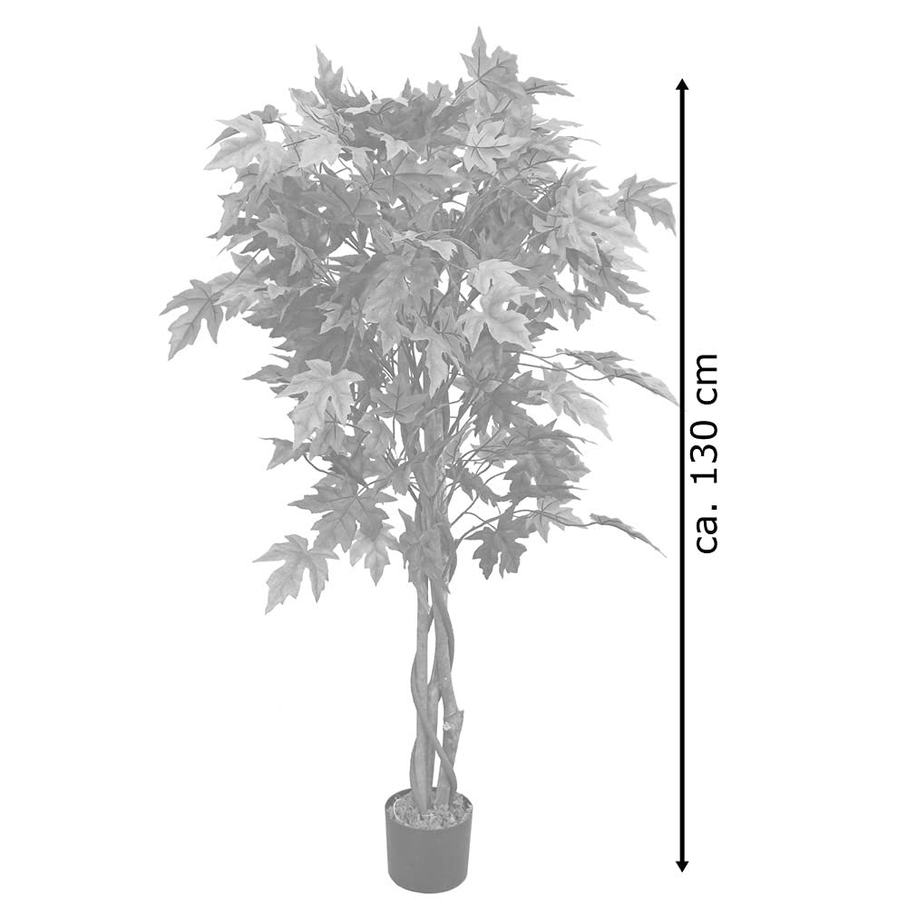 Decovego Acero Pianta Albero Artificiale Plastica 130cm con Legno Naturale