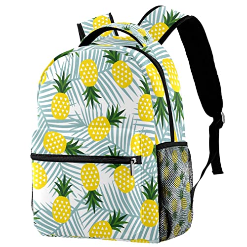 Sac à dos léger ananas pour femme et ado - Grand cartable scolaire fille jaune