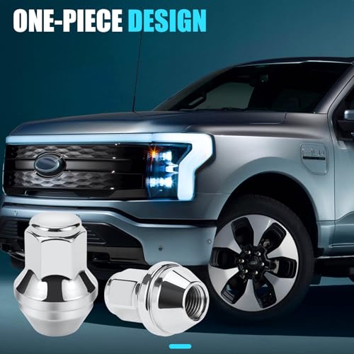 Image of F150 Lug Nuts 24Pcs M14x1.5 Lug Nuts for Ford F150 / Expedition 2015-2024, 13 /16 inch 21mm One-Piece Design, Chrome