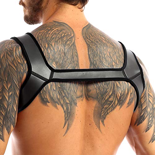 Mens Neoprene Double Shoulder Strap Harness Muscles Protector Belt Club Wear Costume4