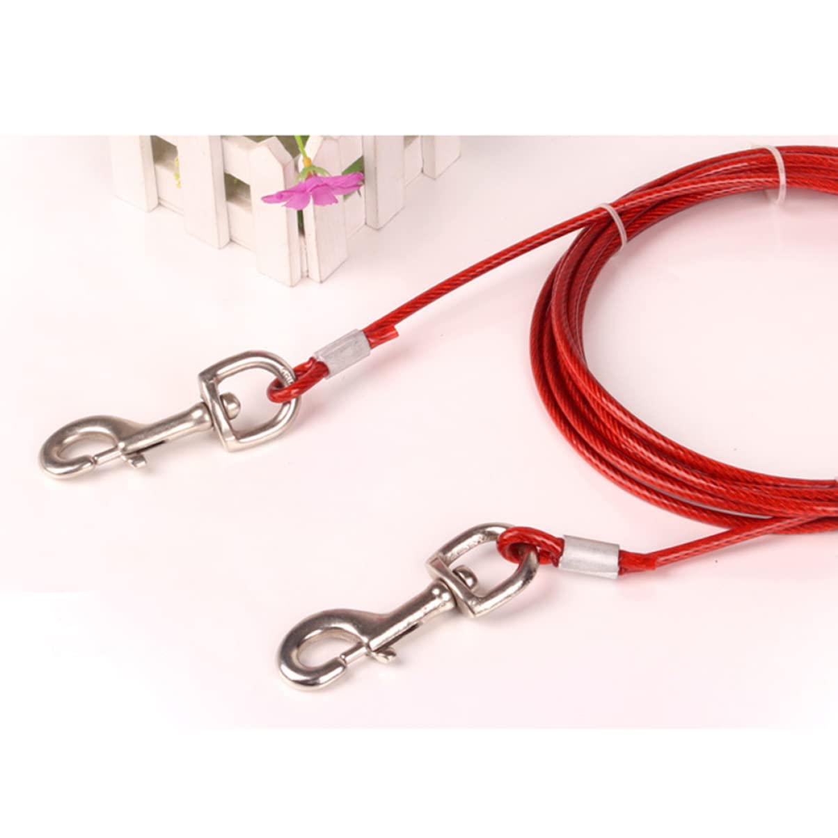 HOLIDYOYO Double Head Durable Pet Leash Lengthened Dog Pulling Rope Red for Comfortable Control Freedom for Walking Training Outdoor Adventures