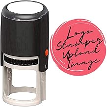 5+ Designs to Choose! Business Logo Double Round Border Stamp - Round Stamp- Stamps Personalized Self Inking Custom Business Stamp Your Logo Black Blue Red Green Ink Stamper - Size 1 5/8 x 1 5/8.