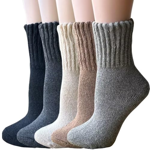 Image of Yoicy Womens Super Thick Wool Socks - Soft Warm Comfort Casual Crew Winter Socks (Pack of 3-5), Multicolor