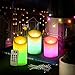 ACROSS Flashing flameless Candles, Set of 3 Real Wax Color Changing led Pillar Candles Battery Powered Realistic Dancing Flame Fake Candles with 18 Key Remote Control