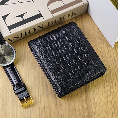Image of HATA Men Leather Bifold Wallet RFID Blocking Front Pocket Exotic Billfold Handmade Gift For Birthday Wedding Anniversary Father's Day