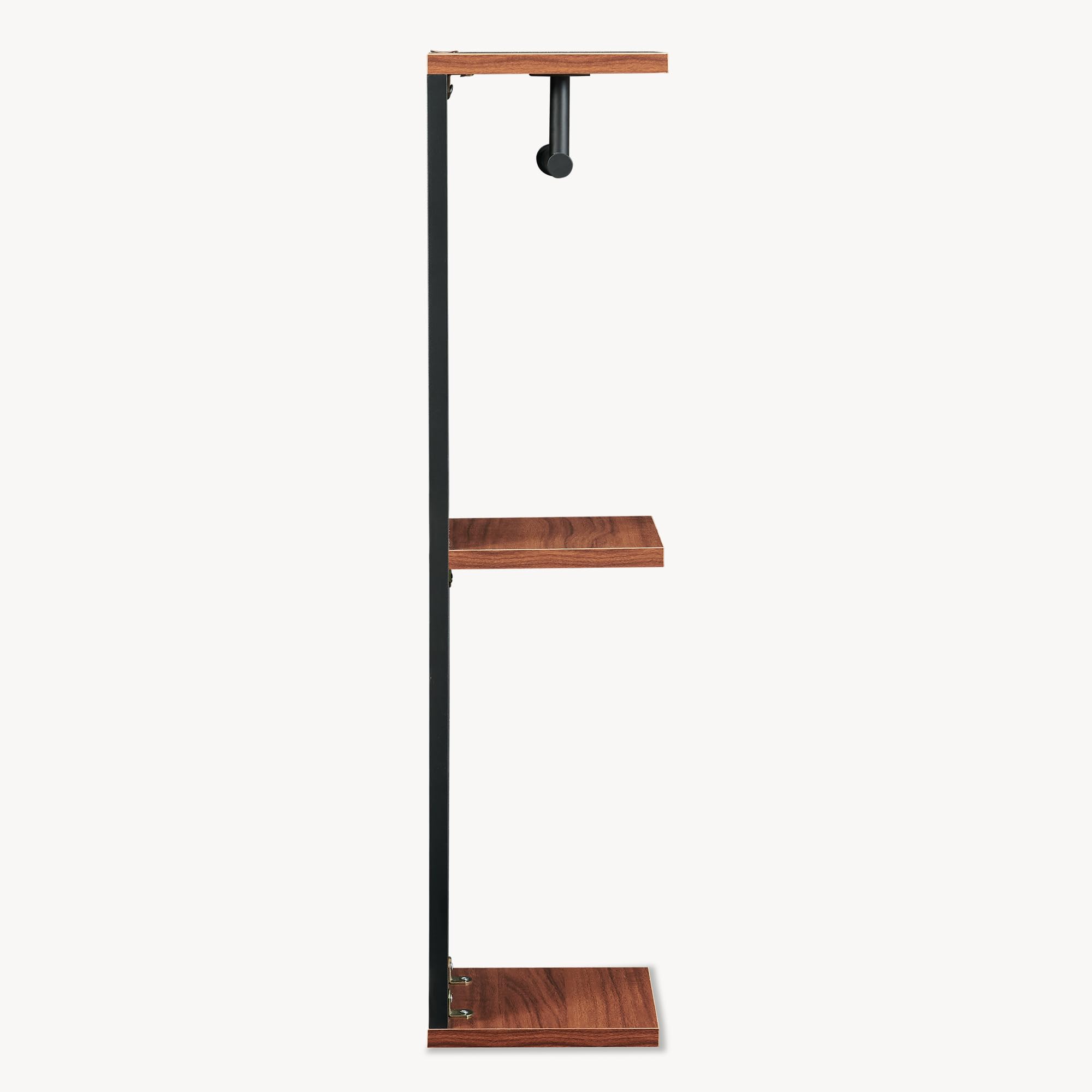 [en.casa] Mobile Portarotolo da Bagno Scaffale da Terra Porta Carta Igienica con 3 Ripiani e Barra Supporto Contenitore Rotoli di Riserva per WC Gabinetto 76 x 18 x 18 cm - Nero/Effetto Noce