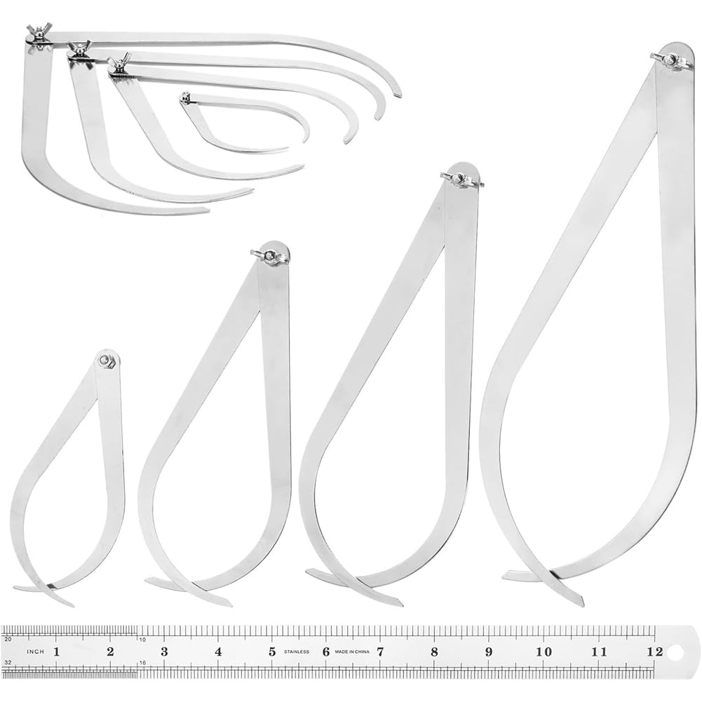 Ehwisbe 5 Pcs Pottery Calipers 12" 10" 8" 4", Straight Ruler Ceramic Clay Measuring Tools For Carving, Shaping, Clay Sculpture