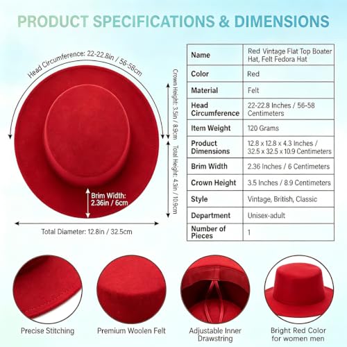 Image of Fedora Flat Hat Classic Wide Brim Cap Panama Style Jazz Hat for Wedding Party Talent Performance Xmas Gift Unisex