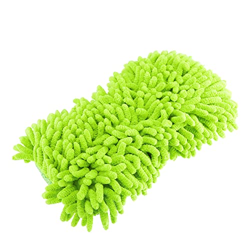 X AUTOHAUX Éponge de nettoyage chenille verte double face pour voiture
