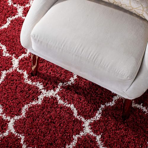 Image of Modern Micro Fiber Rug /Carpet for Hall, Bedroom, Kichen, Kids Room, Baby Room Etc.Color-. Red Ivory II Size 3x5 feet
