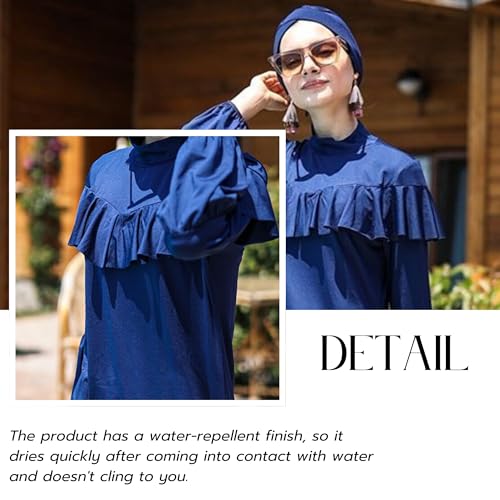 Islamic Full-Length Modest Swimsuit for Muslim Women | 4 PCS Burkini Set Top Pants Cap Bustier | Long Sleeve Rash Guard3