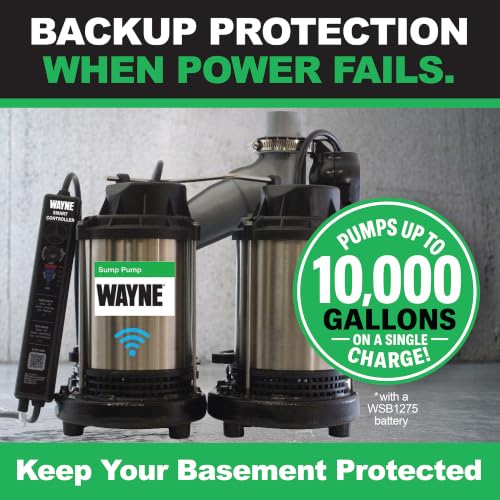 Image of WAYNE WBPS50 1 /2 HP Smart Sump Pump System - Primary & Battery Backup Ready, Smart Monitoring & Alerts, 5,100 GPH, Stainless Steel and Cast Iron, 5-Year Warranty