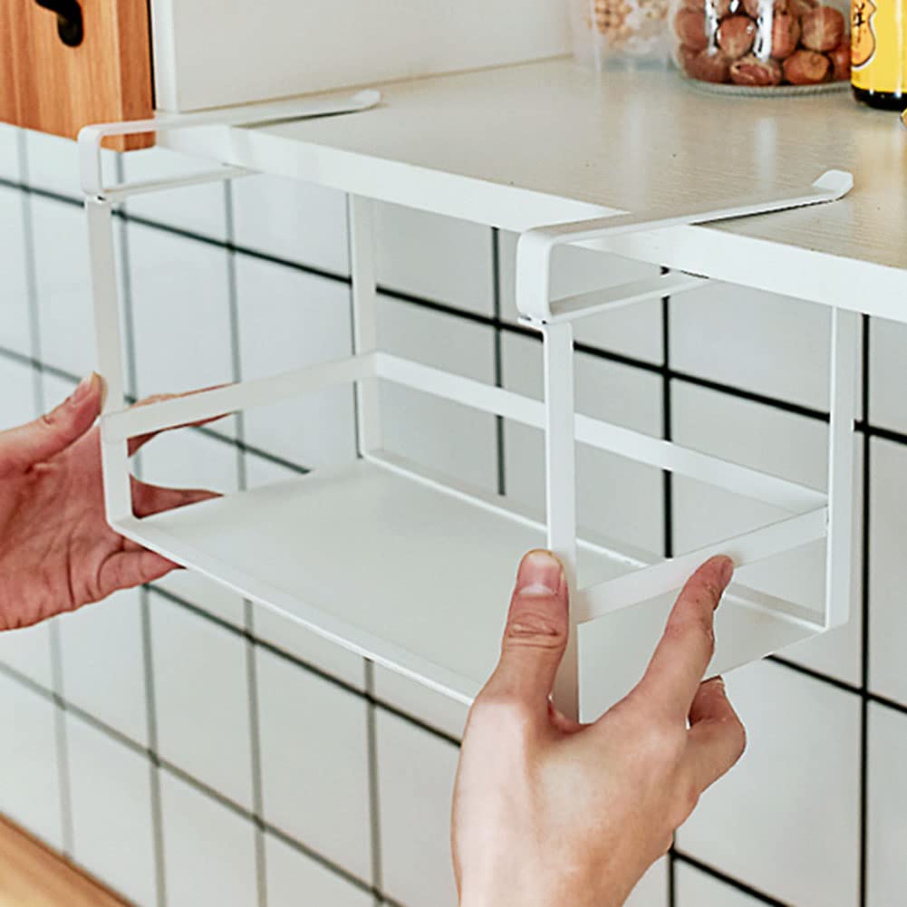 Organizer Sottopensile In Metallo - Mensola Aggancabile Per Armadio E Cucina - Portabottiglie E Portacondimenti - Colore Nero