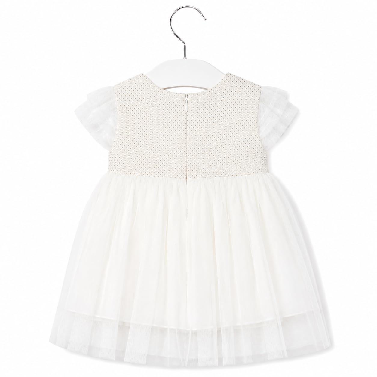 Mayoral Abito Battesimo Bimba – Vestito Cerimonia Neonata Avorio con Tulle e Fiocco – Elegante per Battesimo, Feste e Occasioni Speciali, 1906 (IT, età, 24 Mesi, Panna)