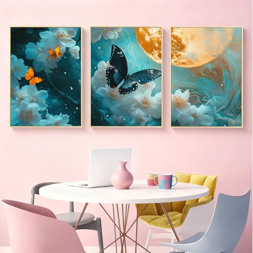 Cadeau crémaillère tableau papillon moderne prêt à accrocher 55x80