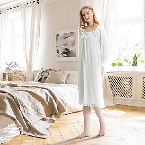 Cityelf Women’s Vintage Lace Nightgown Victorian Style Nightshirt Lounge Dress Stretchy Pajama Shirt Sleepwear3