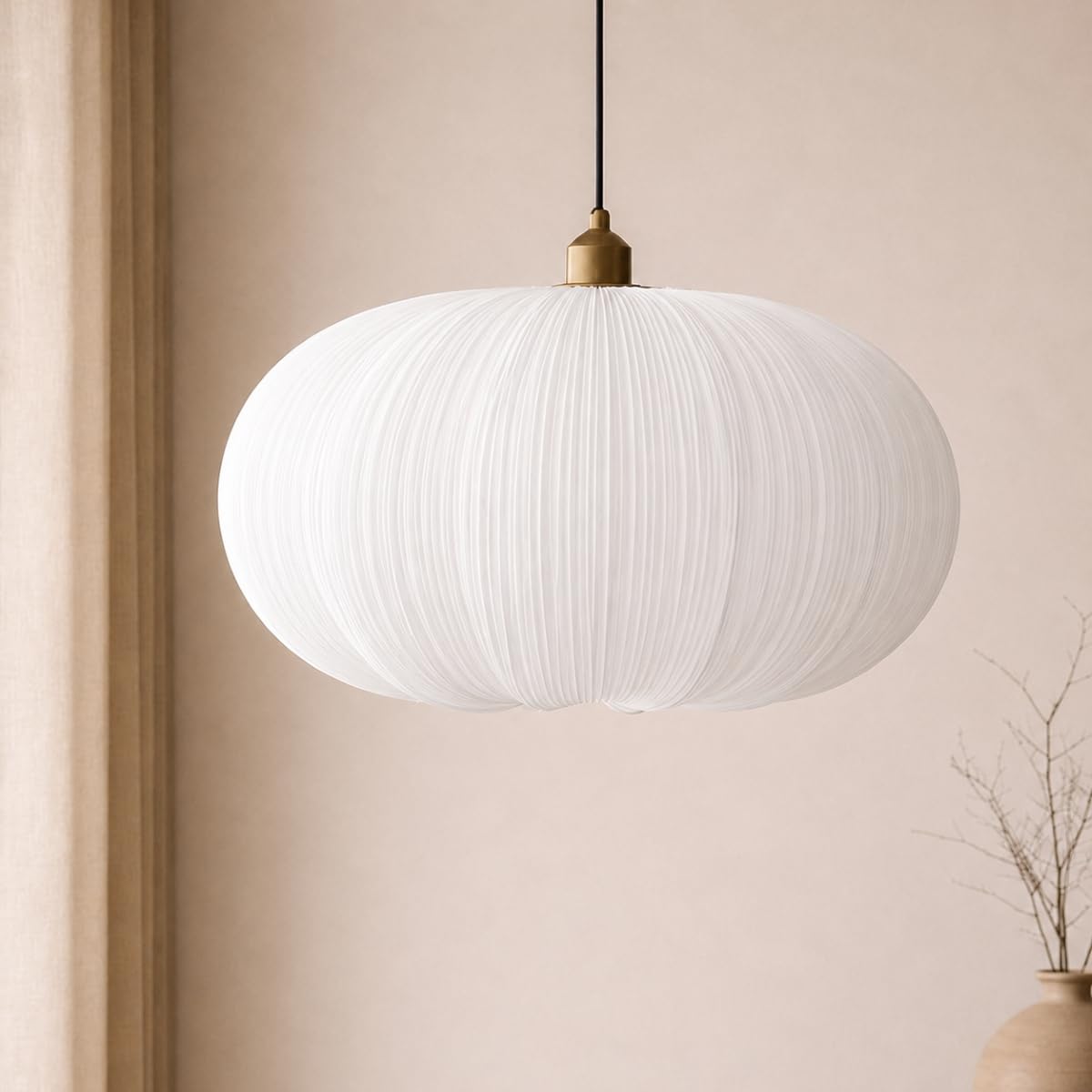 Cgc Lighting White Palmira Indoor Ceiling Lampshade Oval Stretch Ruffled Silk Fabric 45Cm Width Hanging Floor Lamp (White Palmira)