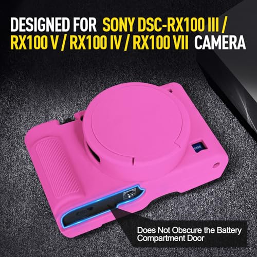 Image of Easy Hood Case for Sony DSC-RX100 IV V VI VII DSLR Camera, Silicone Camera Case Lightweight Soft Carrying Cover with Removable Lens Cover (Hot Pink)