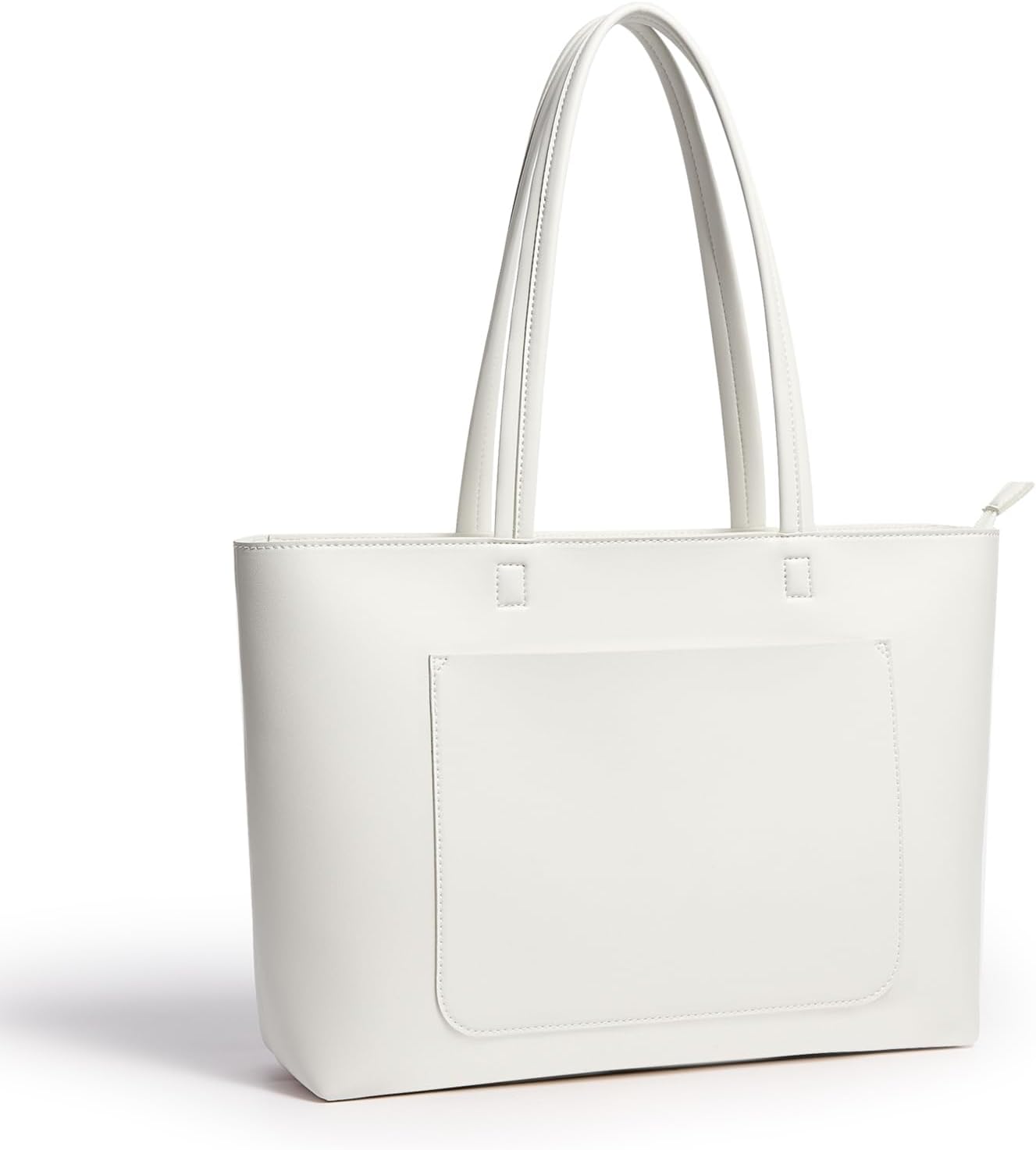 Fancy Forest Basic Tote Bag for Women Vegan Leather Hard – Stiff & Slim Shoulder Bag 18L Purse with Zipper for Work Travel