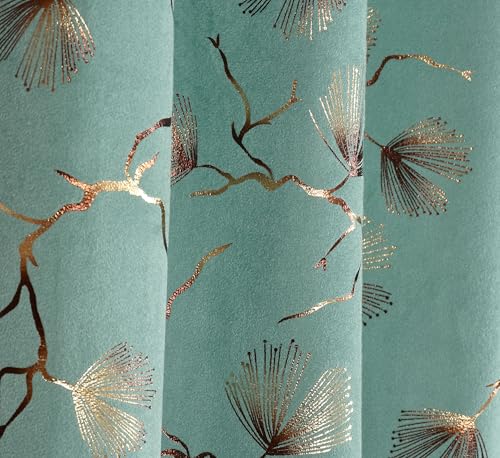 Image of Devsang Golden Foil 5 Feet Window Velvet Curtains Pack of 1, ISLANDAQUA