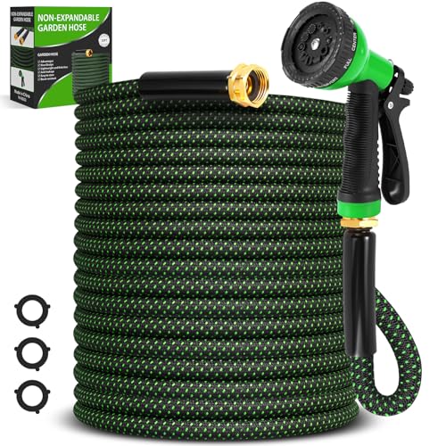 Advinski Garden Hose 50ft, Non-Expanding Flexible Hose with 10 Function Nozzle, Lightweight, Kink...