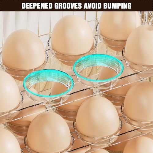 Image of Egg Holder for Fridge, 3 Tiers Egg Organizer for Refrigerator, Eggs Holder Countertop with Timers, Space-Saving Eggs Dispenser for Refrigerator, 30 Eggs Container for Refrigerators