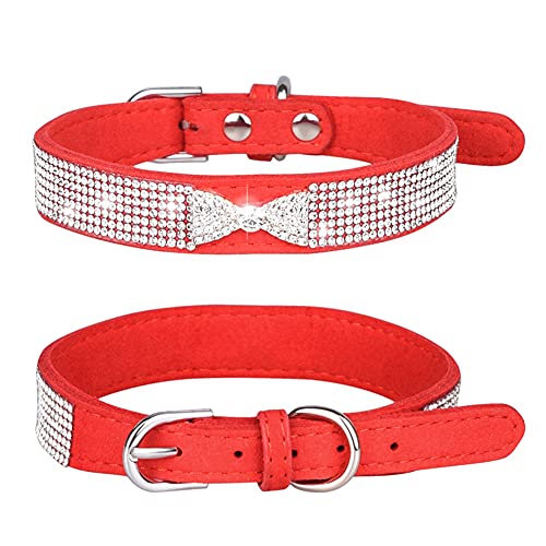 Savlot Collier de Chat en Diamant Collier pour Animaux de Compagnie en Cuir Colliers de Chiot en Strass Collier de Chaton réglable pour Petits Chiens de Taille Moyenne Chats Cover