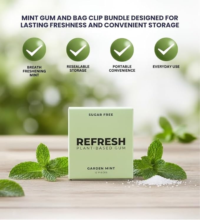 GROVE Chicle Mint 12 Unidades + Clip para Bolsa - Set de Regalo miniatura 4