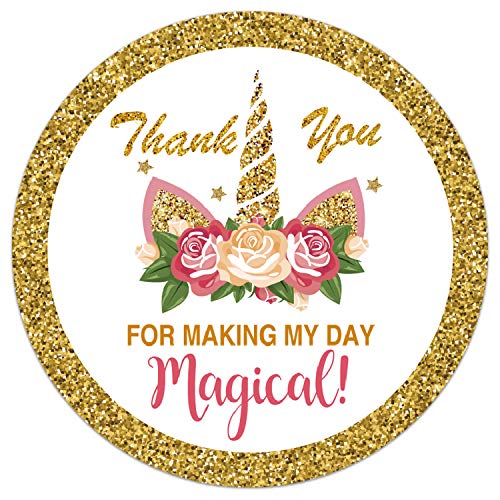 50 Magical Unicorn Stickers, Gold Glitter Unicorn Birthday Party Stickers, Birthday Party Favor Thank You Stickers Labels, Party Decoration Supplies, 2 Inch. 50 Magical Unicorn Stickers, Gold Glitter Unicorn Birthday Party Stickers, Birthday Party Favor Thank You Stickers Labels, Party Decoration Supplies, 2 Inch.