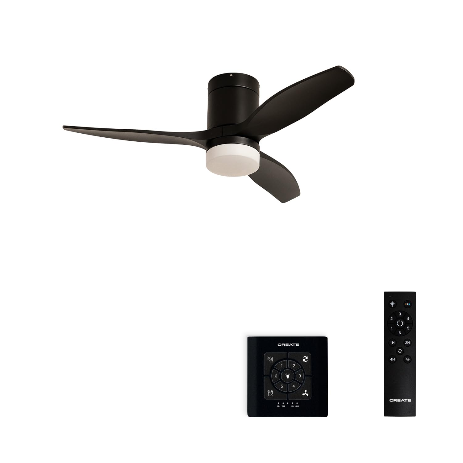 CREATE / WINDCALM S/ABS ceiling fan with black light with controller and control/40W, silent, Ø112 cm, 6 speeds, 3 light temperatures, timer, summer-winter function