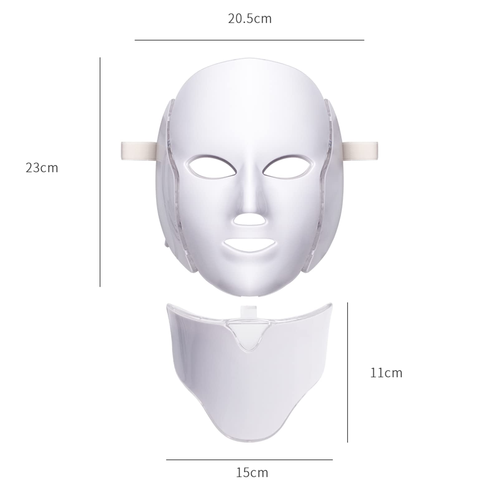 7 Colores Terapia de luz LED Mascarilla Cuello Rejuvenecimiento de la Piel Fototerapia Máscara de Belleza Anti Acné Apriete la Piel Aclare la máquina Salón de Belleza Cuidado de la Piel,Oro