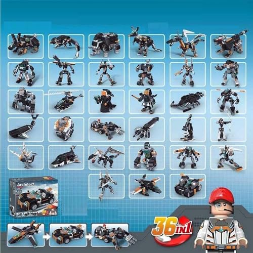 Image of Galaxy Hi-Tech 36-in-1 Magic Building Blocks Set 256+ Pieces Creative Construction Toy for Kids |Includes Instruction Manual Ideal for Boys & Girls Ages 6+ DIY Brick Robot, Car, Jet, Ship Models