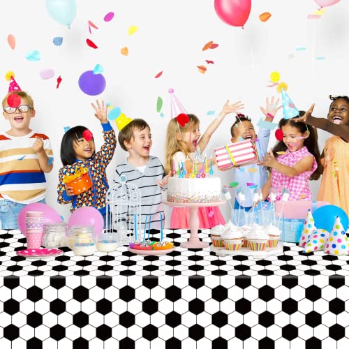 Image of WNINK 2 Pack Soccer Party Tablecloths Soccer Theme Disposable Plastic Table Cloth Soccer Sports Party Table Covers for Soccer Theme Birthday, Outdoor Picnic Party Supplies Decor, 54 x 108 Inch