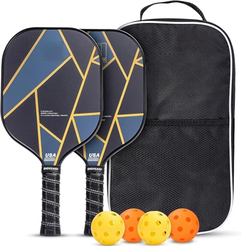 Image of Pickleball Paddles Set of 2 or 4, USAPA Approved Pickleball Paddles Set with 4 Pickle Balls and Carry Bag, Carbon Fibre Gold Rackets 2 Pack Gifts for Beginners&Pros