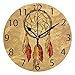 ALAZA Indain Ethnic Dream Catcher Round Wall Clock, Silent Non Ticking Oil Painting Home Office School Decorative Clock Art
