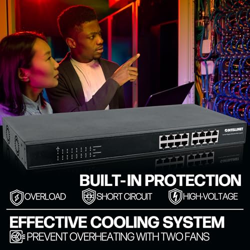 Image of Intellinet 16-Port Gigabit Ethernet Poe+ Switch - 220W Power Budget, 30W per Port, Auto Uplink Support, Rack-mountable - 3 Yr Mfg Warranty - 560993