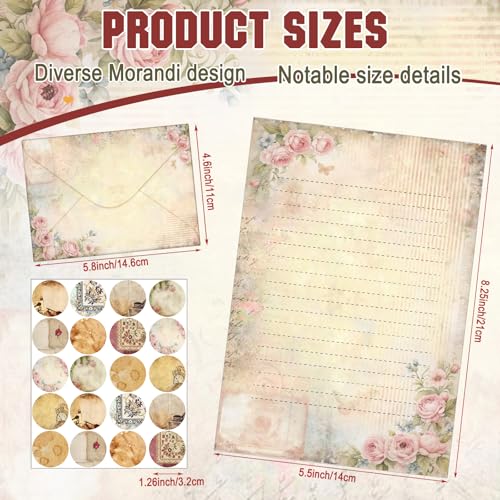 Image of TaoBary 160 Pcs Lace Edged Scrapbook Stationery Paper and Envelopes Set | 5.5 x 8.25 '' Letter Writing Kit, 50 Double Sided Stationery Writing Papers 50 Matching Envelopes 60 Round Dot Sticker